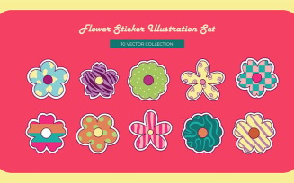 Flower Sticker Vector Set Collection