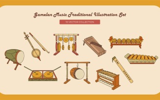 Gamelan Music Traditional Illustration Set