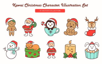 Kawaii Christmas Character Vector Set