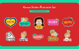 Korean Stickers Vector Set
