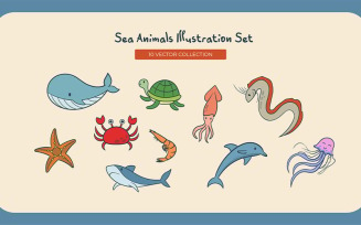 Sea Animals Vector Set Collection