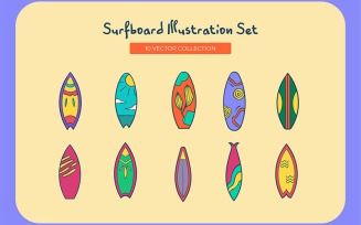 Surfboard Illustration Set Collection