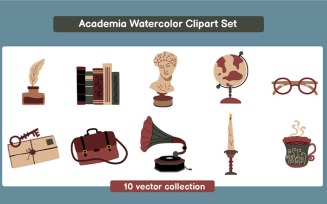 Academia Watercolor Clipart Set