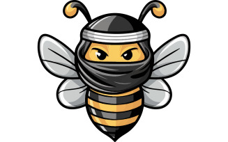 An icon-style illustration of a cute honey bee with golden and black stripes
