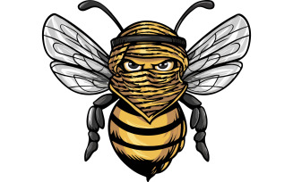 An icon-style illustration of a cute honey bee with golden and black