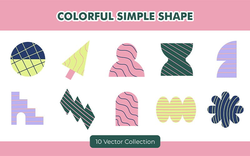 Colorful Simple Shape Set Collection Vector Graphic