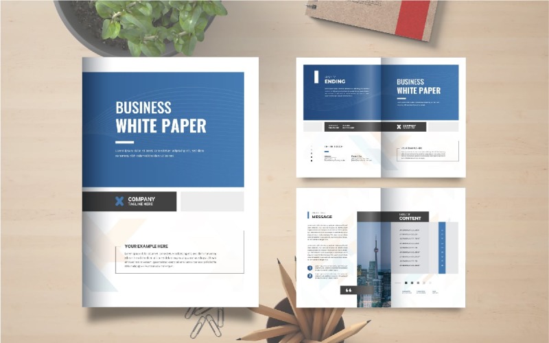 Corporate business white paper or Company white paper brochure Corporate Identity