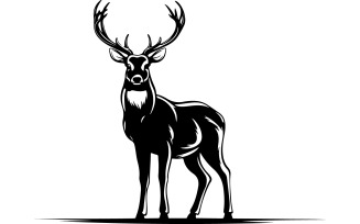 Create a black and white isolated deer icon, vector art illustration