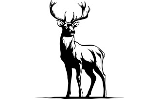 Create a black and white isolated deer icon, vector illustration