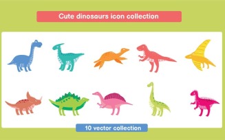 Cute dinosaurs icon collection Set