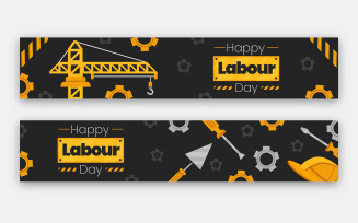 Flat Design Labor Day Banner Set Template