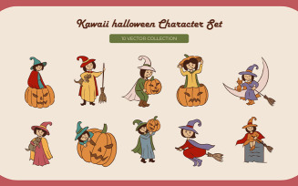 Kawaii Halloween Illustration Set