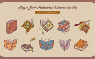 Magic Book Halloween Illustration Set