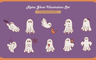 Retro Ghost Illustration Set