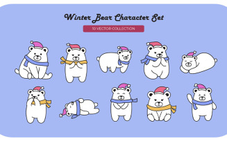 Winter Bear Character Set