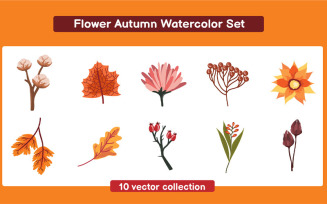 Flower Autumn Watercolor Set