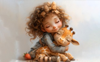 Girl Hugging with Giraffe 110