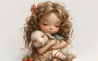 Girl Hugging with Goat 106