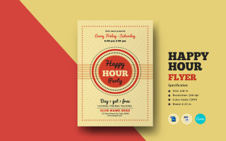 Happy Hour Party Flyer Template. Word, Psd and Canva