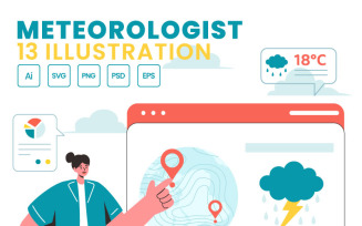 13 Meteorologist Vector Illustration
