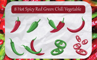 8 Hot Spicy Red Green Chili Vegetable