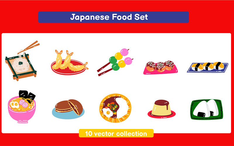 Japanese Food Vector Set Collection Vector Graphic