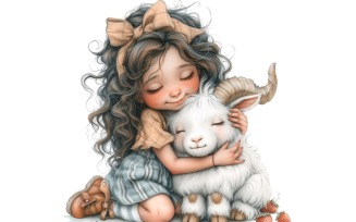 Girl Hugging with Goat 103