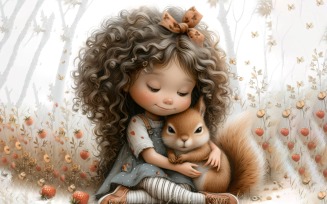 Girl Hugging with Guinea Pigs 157