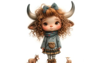 Girl Hugging with highland cows 100