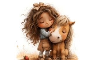 Girl Hugging with Horse 125