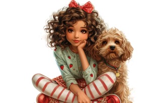 Girl Hugging with Puppy 105