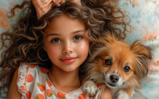 Girl Hugging with Puppy 179