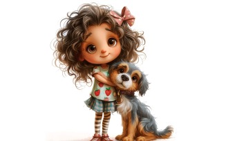 Girl Hugging with Quirky dog 163