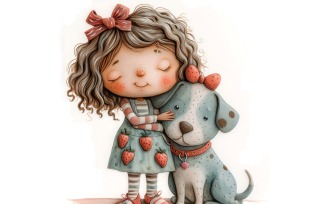 Girl Hugging with Quirky dog 164