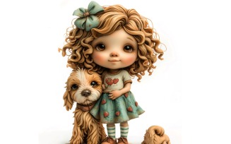 Girl Hugging with Quirky dog 165
