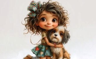 Girl Hugging with Quirky dog 167