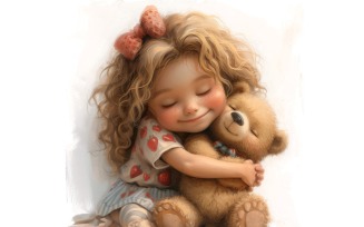 Girl Hugging with Teddy bear 129