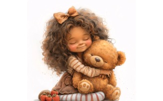 Girl Hugging with Teddy bear 151