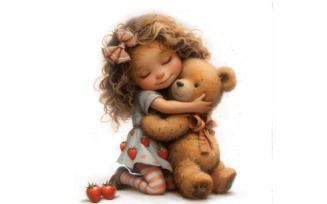 Girl Hugging with Teddy bear 168