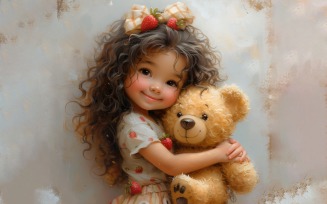 Girl Hugging with Teddy bear 169