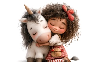 Girl Hugging with Unicorn 135
