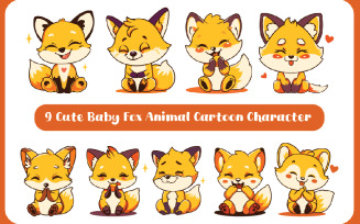 9 Cute Baby Fox Animal Cartoon Character