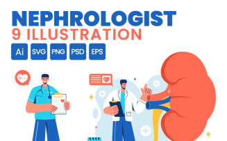9 Nephrologist Vector Illustration