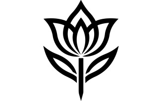 A stylish and sleek black emblem featuring a single, stylized flower design