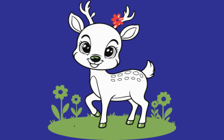 Baby deer silhouette vetor art illustration
