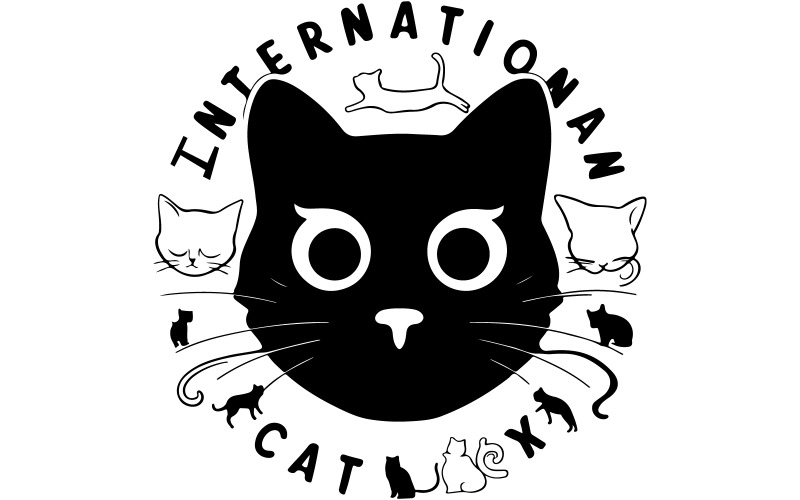 celebrating International Cat Day, featuring a variety of adorable feline silhouettes Illustration