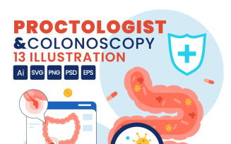 13 Proctologist or Colonoscopy Vector Illustration