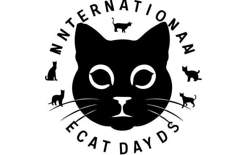 International cat day silhouette vector illustration Illustration