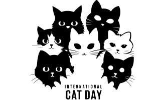 International-cat-day-silhouette-vector Illustration