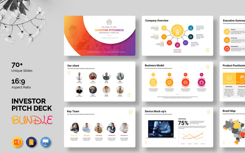 Investor Pitch Deck Presentation Bundle PowerPoint Template